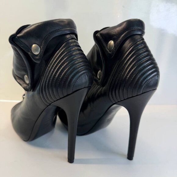 Alexander McQueen Leather Peep-Toe Platform Booties – Black – EU 36 - Picture 10 of 16
